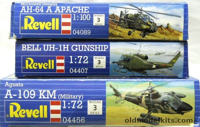 Revell 1/100 AH-64A Apache / 1/72 Bell UH-1H Gunship / 1/72 Agusta A-109 KM, 04089 plastic model kit