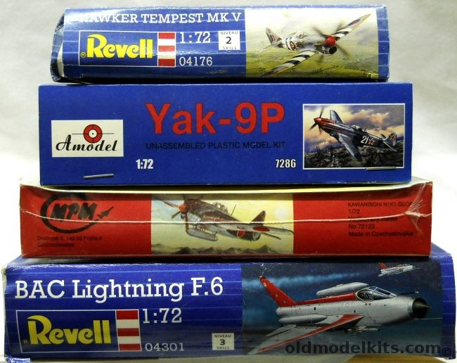 Revell 1/72 Hawker Tempest Mk.V / BAC Lightning F.6 / MPM N1K1 George / Amodel Yak-9p, 04176 plastic model kit