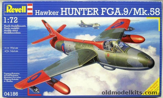 Revell 1/72 Hawker Hunter FGA.9 / Mk.58 - RAF FGA9 No.1 Tactical Weapons Unit Brawdy UK August 1979 / Same But 1984 / Swiss Air Force Mk58 1991 / Swiss Mk58 Fliegerstaffel 20 1993, 04186 plastic model kit