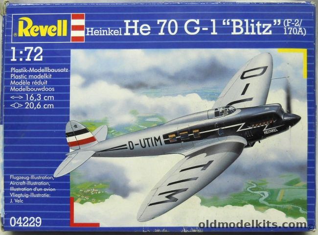 Revell 1/72 Heinkel He-70 G-1 Blitz - Germany Civil / Spanish Nationalist Air Force 1938 / Royal Hungarian Air Force 1942, 04229 plastic model kit