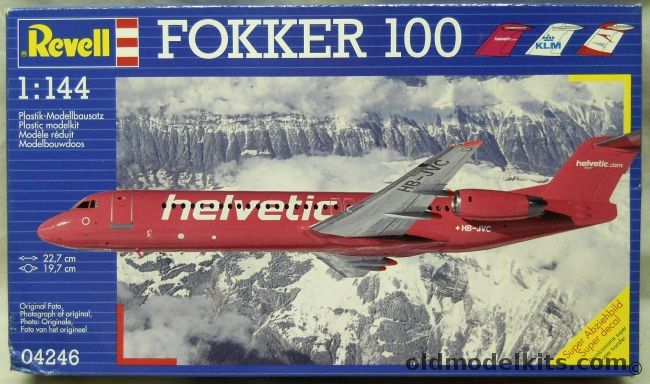 Revell 1/144 Fokker 100 - Helvetic / KLM / Austrian Arrows, 04246 plastic model kit