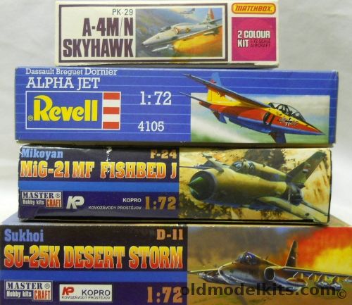 Revell 1/72 Alpha Jet / Matchbox A-4M/N Skyhawk / KP Mig-21MF Fishbed / Sukhio Su-25K Desert Storm, 4105 plastic model kit