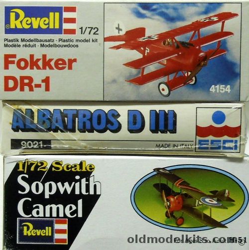 Revell 1/72 Fokker Triplane DR-1 / Revell Sopwith Camel / ESCI Albatros D-III, 4154 plastic model kit