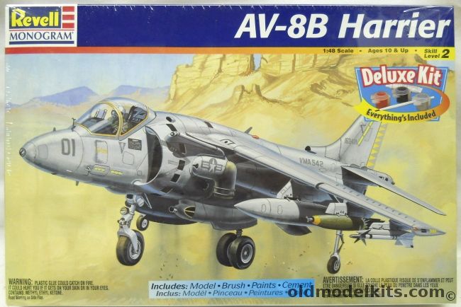Revell 1/48 AV-8B  Harrier II - With Glue / Paints / Brush - Marines VMA-542 Flying Tigers MCAS Cherry Point North Carolina, 85-6656 plastic model kit