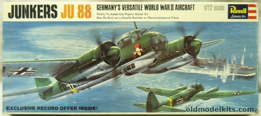 Revell 1/72 Junkers Ju-88A-4 / Ju-88D-1 - Bomber or Reconnaissance Versions (Ju88A4 Ju88D1) - Record Offer Issue, H113-130 plastic model kit