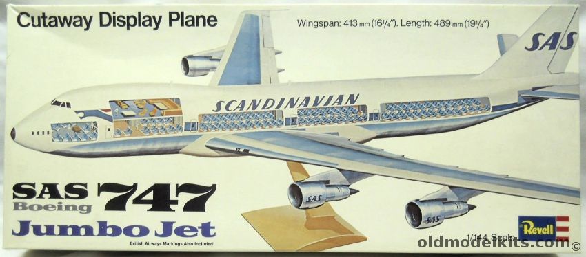 Revell 1/144 Boeing 747 Cut Away Jumbo Jet - SAS or BOAC, H177 plastic model kit