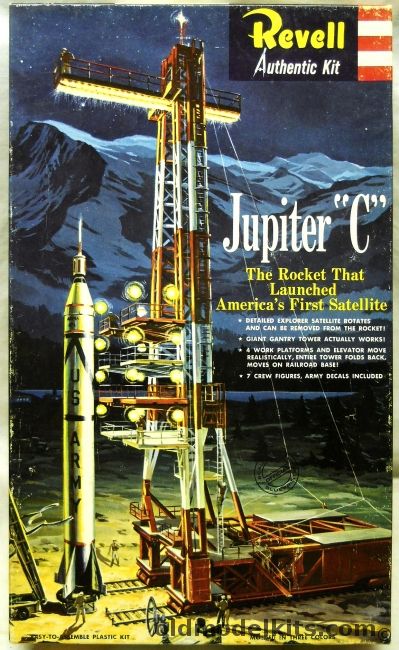 Revell 1/100 Jupiter C -  With Working Gantry / Elevator / Explorer Satellite and Crew - 'S' Issue, H1819-198 plastic model kit
