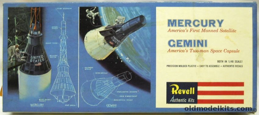 Revell 1/48 Mercury and Gemini Capsules, H1834-100 plastic model kit