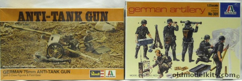 Revell 1/35 German 75mm Anti-Tank Gun With Crew  And Italeri No.310 German Artilllery, H2107 plastic model kit