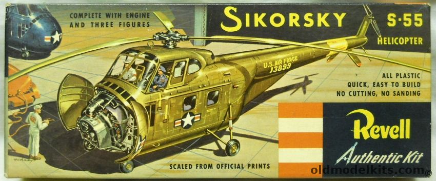 Revell 1/48 Sikorsky S-55  - Pre 'S' Issue - First Issue With Once-Piece Stand Arm, H214-89 plastic model kit