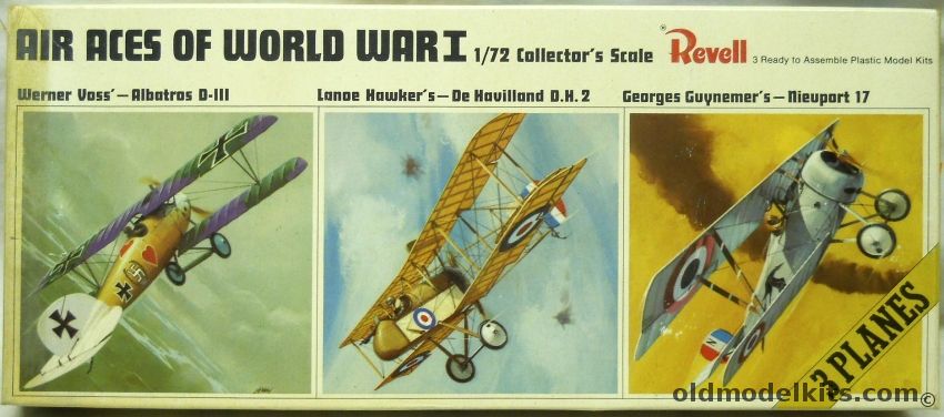 Revell 1/72 Air Aces of WWI Voss Albatross DIII / Hawkers DH-2 / Guynemers Nieuport 17, H685-130 plastic model kit