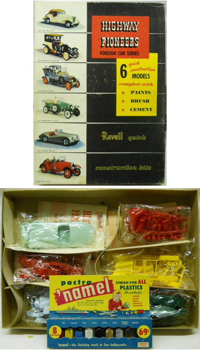 Revell 1/32 Highway Pioneers Six Kit Gift Pack - Foreign Car Seires / 1953 MG TD / 1907 Renault Limo / 1911 Rolls Royce / 1913 Mercedes Torpedo / 1953 Jaguar XK-120 / 1915 Fiat Tourer, P495 plastic model kit