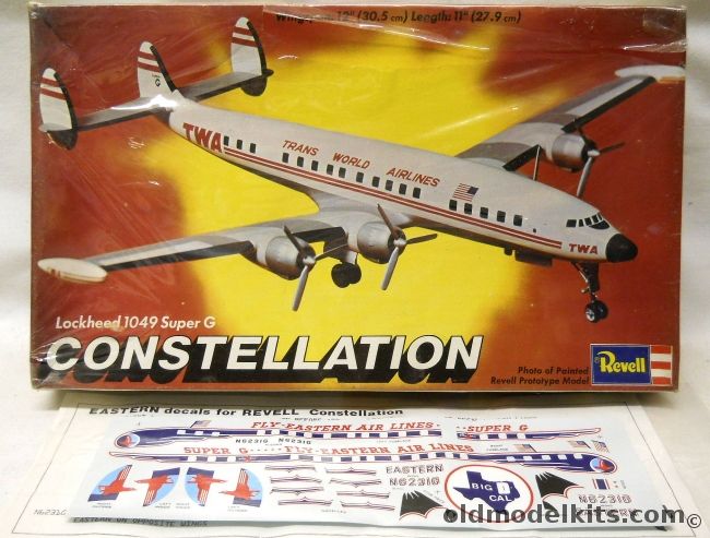 Revell 1/128 Lockheed 1049 Super G Constellation - TWA - With Big Cal Fly Eastern Air Lines Decals, H167 plastic model kit