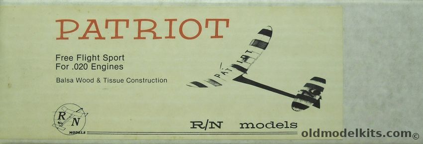 RN Models Patriot - 30 Inch Wingspan Free Flight For .020 Power, GF110 plastic model kit