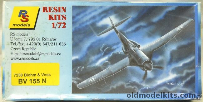 RS Models 1/72 Blohm & Voss Bv-155 N - (Bv155N), 7258 plastic model kit