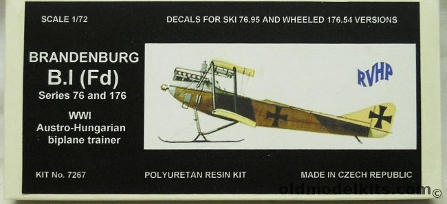 RVHP 1/72 Brandenburg B.I (Fd) Series 76 And 176 - WWI Austro-Hungarian Biplane Trainer - (B-1 / B-I), 7267 plastic model kit
