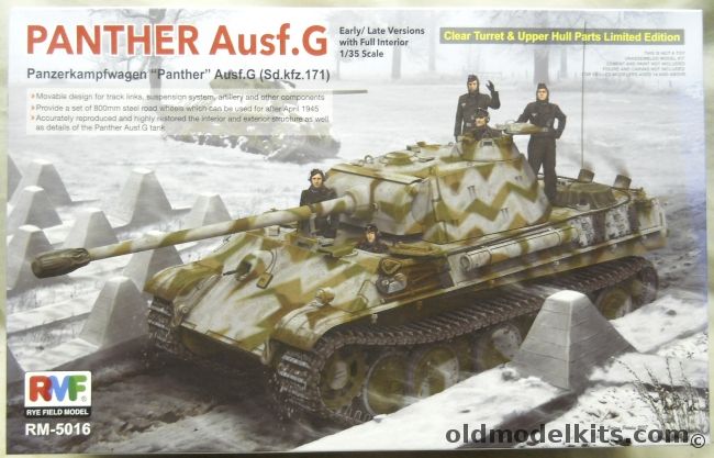 Rye Field Model 1/35 Panther Ausf.G - Early/Late Versions With Full Interior And Clear Upper Hull and Turret Parts, RM-5016 plastic model kit