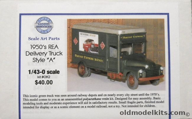 Scale Art Model Services 1/64 1950s REA Delivery Truck Style A - O Scale, OK2 plastic model kit