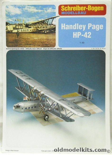 Schreiber-Bogen 1/50 Handley Page HP-42 Heracles - Imperial Airways- 1/50 Scale Cardstock Model, JFS-72483 plastic model kit