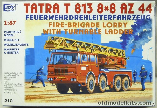 SDV 1/87 Tatra T 813 8x8 AZ44 Fire Ladder Truck - HO Scale, 212 plastic model kit