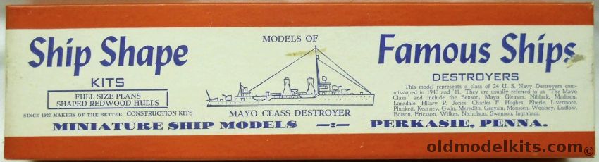 Ship Shape Mayo Class Destroyer / Benson / Mayo / Gleaves / Niblack / Madison / Lansdale And More - 12 Inch Long Wooden Ship Model, S751 plastic model kit