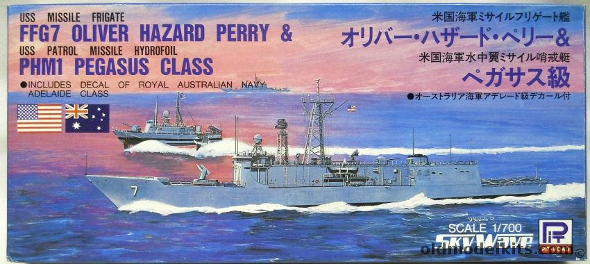 Skywave 1/700 Oliver Hazard Perry FFG7 And PHM1 Pegasus Class Hydrofoil - With Decals For Australian Royal Navy Adelaide Class (Adelaide / Canberra / Sydney), 54 plastic model kit