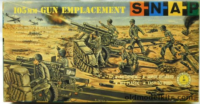 SNAP 1/40 105mm Gun Emplacement - Annie Oakley Howitzer - With Emplacement and 5 GIs (Ex Adams / UPS / Life-Like), 152-98 plastic model kit