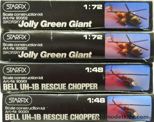 Starfix TWO Jolly Green Giants (ex Aurora) and TWO Bell UH-1B Rescue Choppers, 900-02 plastic model kit