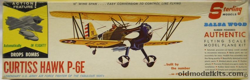 Sterling Curtiss P-6E Hawk Drops Bombs In Flight - 16 inch Wingspan Flying Model, A10 plastic model kit