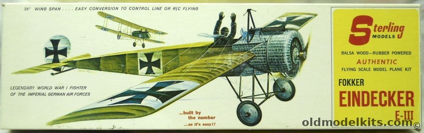 Sterling Fokker E-III Eindecker - 25 Inch Wingspan for R/C / Free Flight / Control Line, A23 plastic model kit