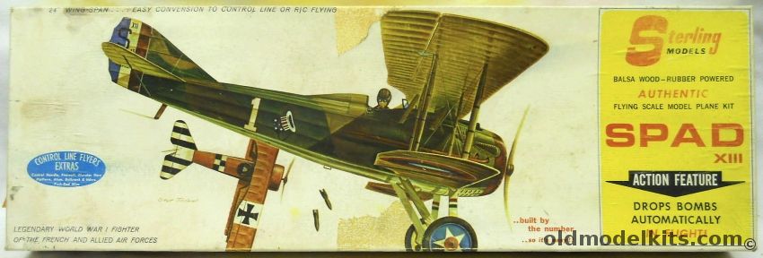 Sterling Spad XIII Drops Twin Bombs in Flight - 24 Inch Wingspan For RC / Free Flight / Control Line, A21-398 plastic model kit