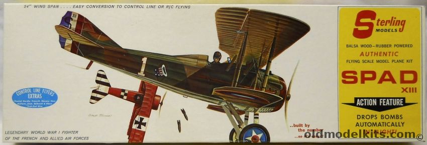 Sterling Spad XIII Drops Twin Bombs in Flight - 24 Inch Wingspan For RC / Free Flight / Control Line, A21 plastic model kit