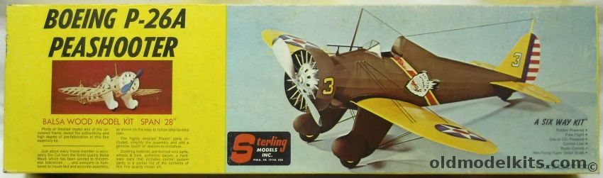 Sterling Boeing P-26A Peashooter - 28 inch Wingspan for RC, E10 plastic model kit