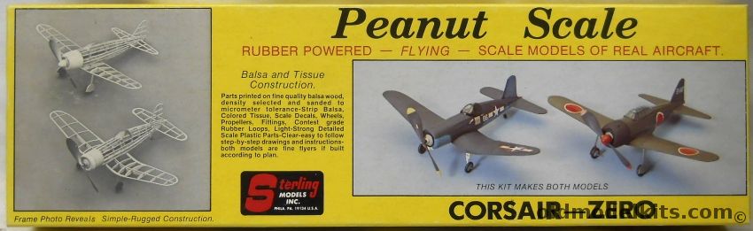 Sterling Peanut Corsair F4U And Zero - Peanut Scale Flying Model Airplanes, P-4 plastic model kit