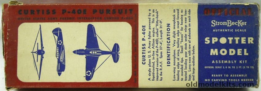 Strombecker 1/72 Curtiss P-40E Pursuit Spotter Model, S-26 plastic model kit