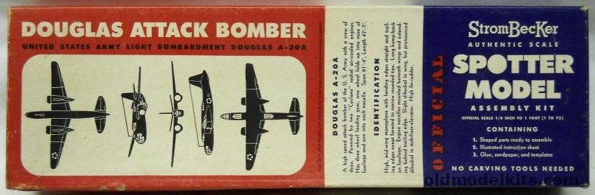 Strombecker 1/72 Douglas A-20A Attack Bomber - Spotter Model Series - (A-20), S-51 plastic model kit