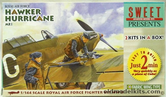 Sweet 1/144 TWO Hawker Hurricane Mk.1 Fabric Wings - Belgium Esc 2/1/2 May 1940 / Finnish Air Force LeLv32 1941/  Romanian Air Force 53rd Sq June 1941 / RAF No. 1 Sq 1939 France / RAF No. 87 Sq Debden 1939 / RAF No. 151 Sq May 1939 N. Weald / No. 151 Sq 1939 Martlesh, 2 plastic model kit