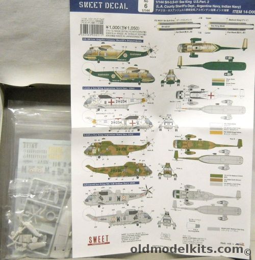 Sweet 1/144 SH-3  S-61 Sea King - Los Angeles Sheriff / Argentine Navy 1982 / Same 1992 / Indian Navy 2005 - (Seaking), 6 plastic model kit