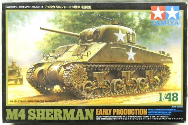 Tamiya 1/48 M4 Sherman Tank Early Production, 32505 plastic model kit
