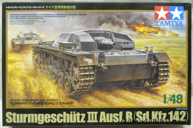 Tamiya 1/48 Sturmgeschutz III Ausf.B - Sk.Kfz.142 - With Metal Chassis - (T34), 32507 plastic model kit