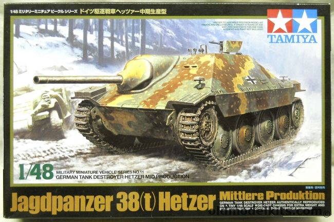 Tamiya 1/48 Jagdpanzer 38(t) Hetzer - Middle Production - With Metal Chassis, 32511 plastic model kit