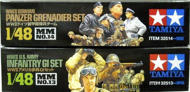 Tamiya 1/48 WWII German Panzergreadier Set / WWII US Infantry GI Set, 32514 plastic model kit