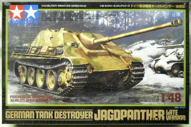 Tamiya 1/48 Jagdpanther German Tank Destroyer Late Version - With Metal Chassis, 32522 plastic model kit