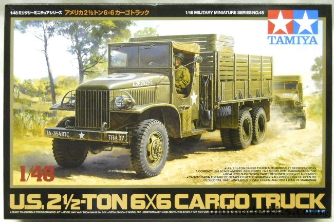 Tamiya 1/48 US 2 1/2 Ton 6x6 Cargo Truck - 1942 Version - With Metal Chassis, 32548 plastic model kit