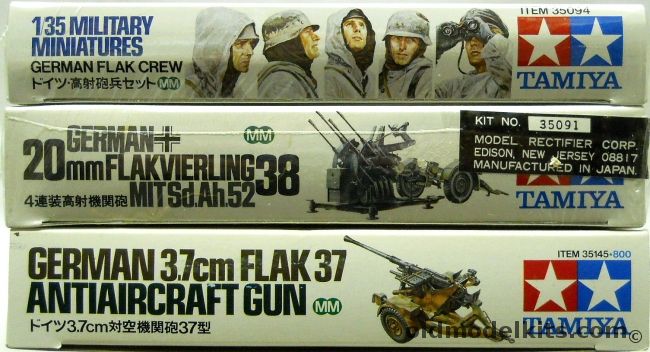 Tamiya 1/35 German 20mm Flakvierling 38 With Sd.Ah.52 With German Flak Crew And 3.7cm Flak 37 Anti Aircraft Gun, 35094 plastic model kit