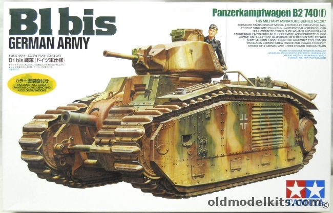 Tamiya 1/35 B1 Bis Tank German Army - Panzerkampfwagen B2 740(f), 35287 plastic model kit