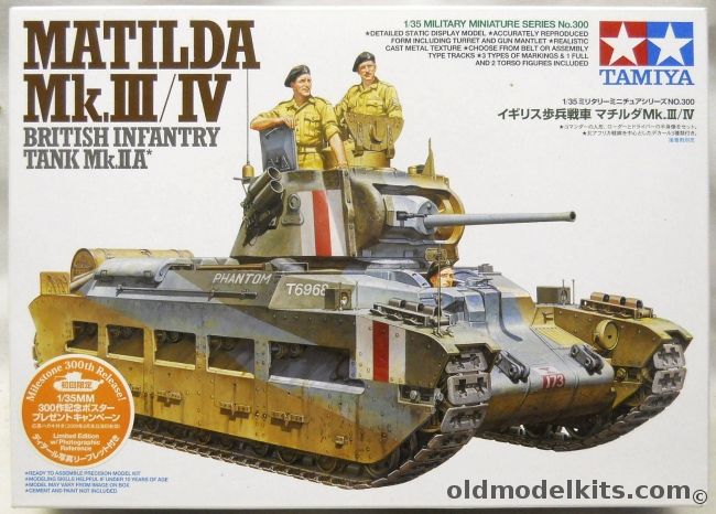 Tamiya 1/35 Matilda Mk III/IV - Limited Edition With Photographic Reference Material - British Infantry Tank, 35300 plastic model kit