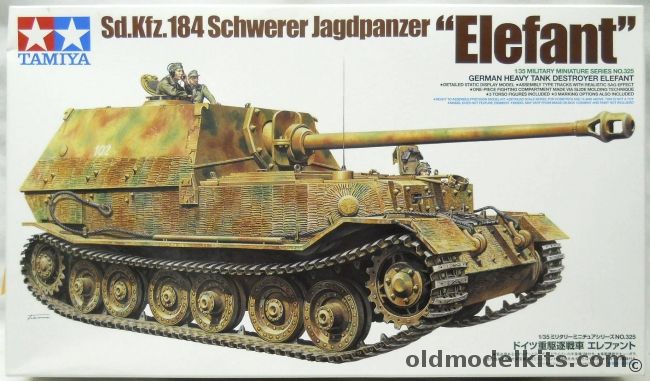 Tamiya 1/35 Elefant - Sd.Kfz.184 Schwerer Jagdpanzer - German Heavy Tank Destroyer - With Taimya Zimmerit Coating Sheet, 35325 plastic model kit