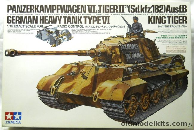 Tamiya 1/16 R/C German King Tiger Sd.Kfz.182 Ausf. B Tiger II Panzer VI Konigstiger - Motorized For Remote Control, 56004 plastic model kit