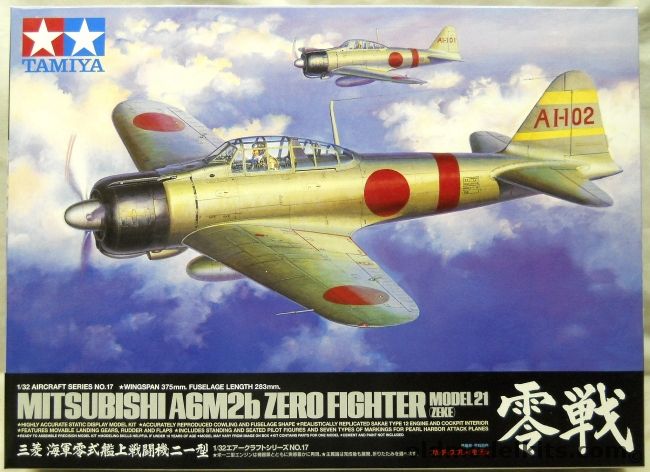 Tamiya 1/32 Mitsubishi Zero A6M2b Zero Fighter Model 21 Zeke, 60317 plastic model kit